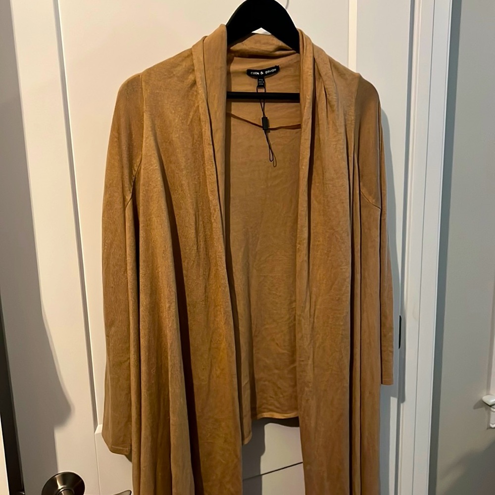 Small, Cable & Gauge, tan, open front cardigan